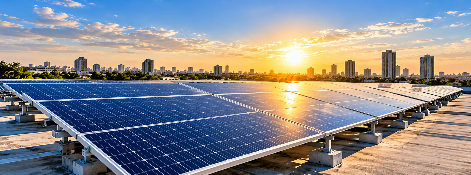 Golden Hour Rooftop Solar Array